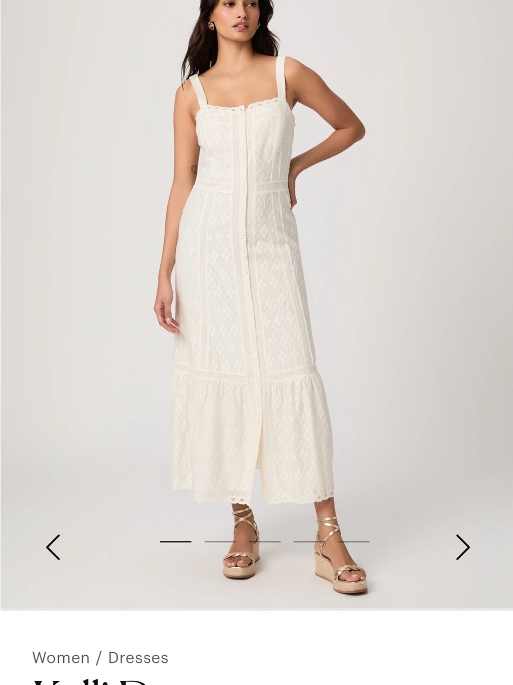 PAIGE Cream Lace Tiered Maxi Dress kelli dress